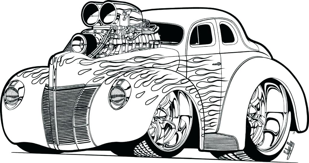 1024x540 Muscle Car Coloring Pages Also Car Coloring Pages To Print Fancy