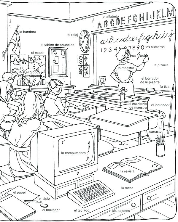 600x750 Classroom Coloring Page Classroom Coloring Page Language Learning