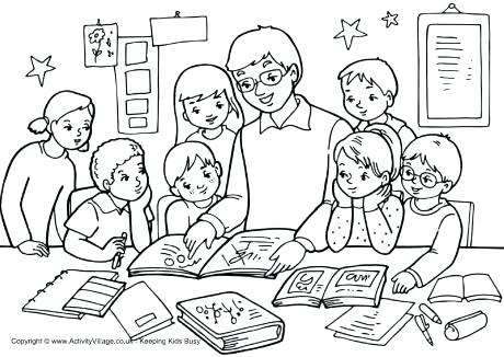 460x326 Classroom Coloring Pages Teacher Classroom Coloring Page Holidays