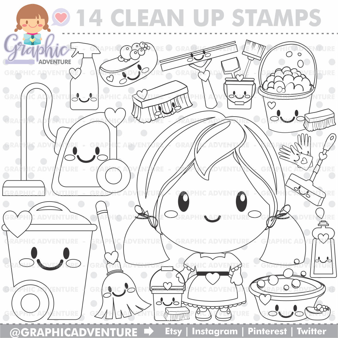1182x1182 Clean Up Stamps Housekeeping Stamps Commercial Use Digi