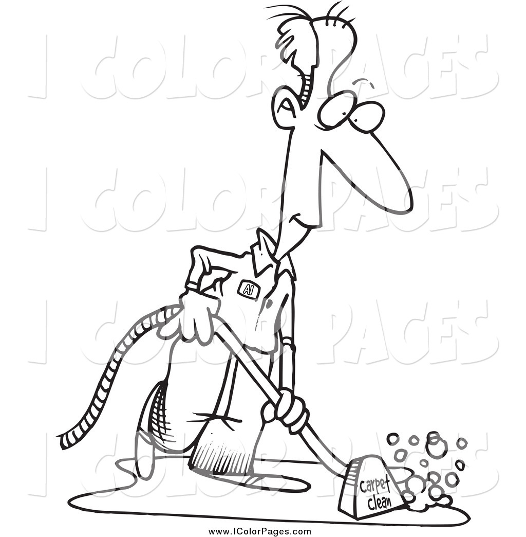 1024x1044 Vector Coloring Page Of A Black And White Male Carpet Cleaner By