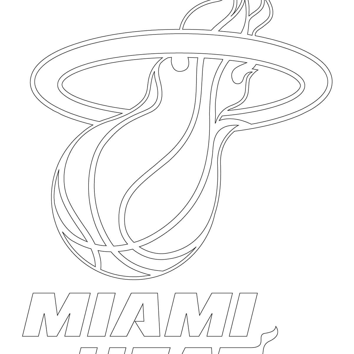 1200x1200 Basketball Teams Coloring Pages Free Miami Heat And Nba Logo