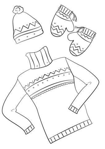 340x480 Coloring Pages Of Winter Clothes Winter Clothes Coloring Page Free