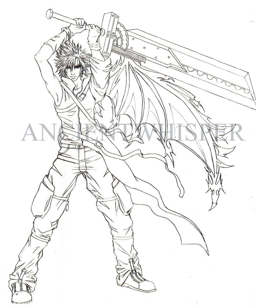 900x1078 Cloud Strife Kingdom Hearts Coloring Pages