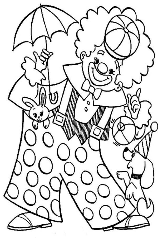600x902 Clown Playing With Animal Circus Coloring Page Color Luna