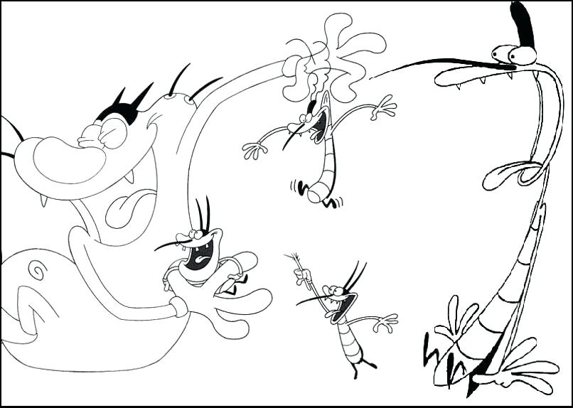 806x574 Oggy Cockroaches Coloring Pages And The Three Page 6 Cockroach