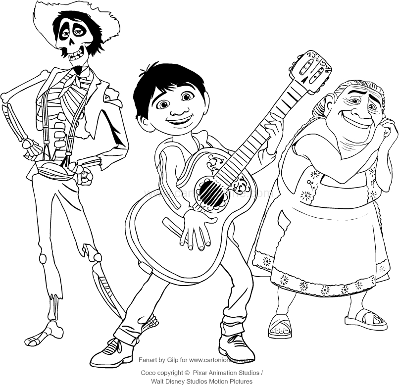 806x782 Drawing Coco The Movie Coloring Page