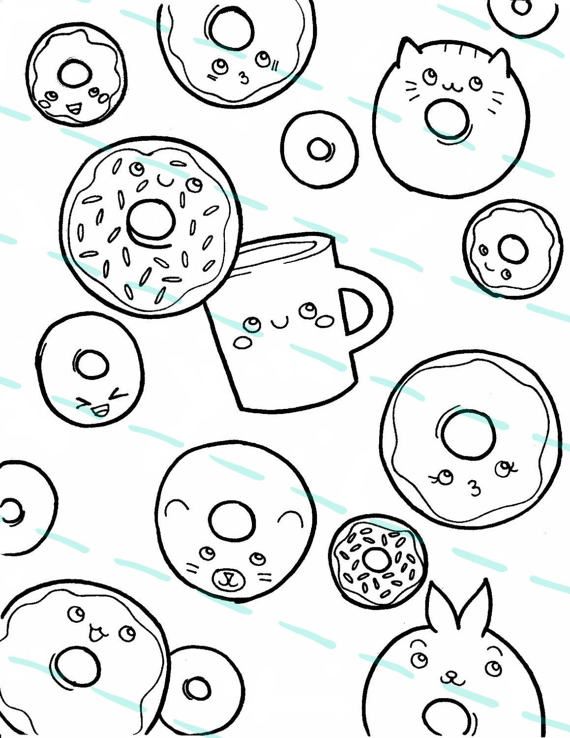 570x738 Printable Donut Coloring Page Amp Color Your Own Stickers Design