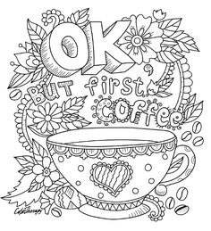 236x259 Cup Of Coffee With Floral Doodle Coloring Page For Adult