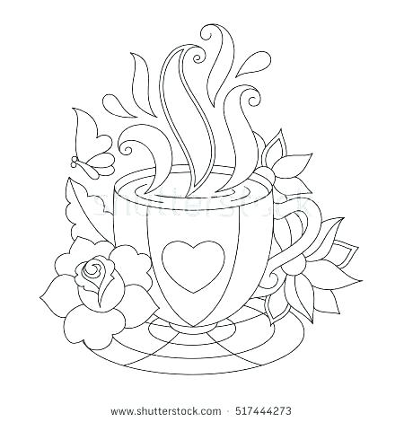 450x470 Tea Cup Coloring Page Coffee Cup Coloring Pages Color Art Therapy