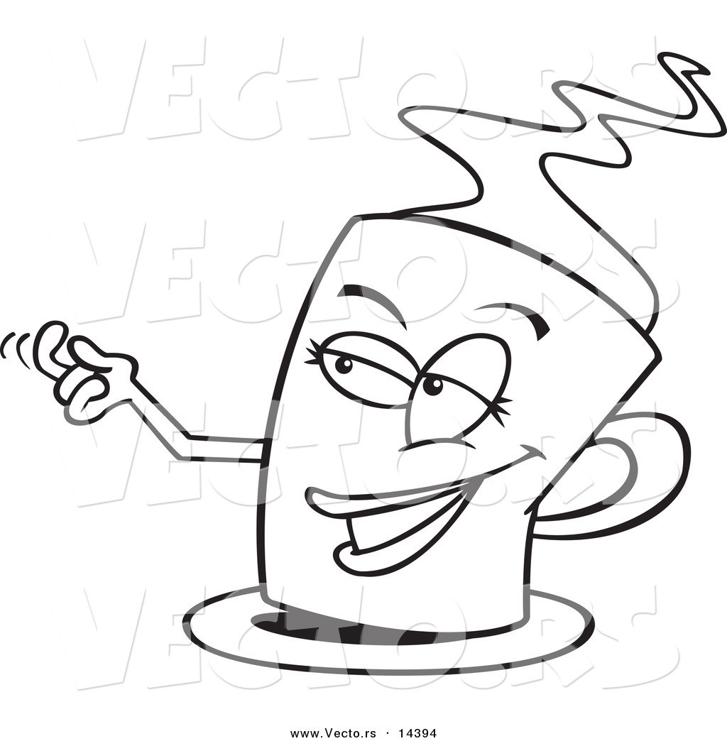 1024x1044 Vector Of A Cartoon Temptress Cup Coffee Coloring Page Outline