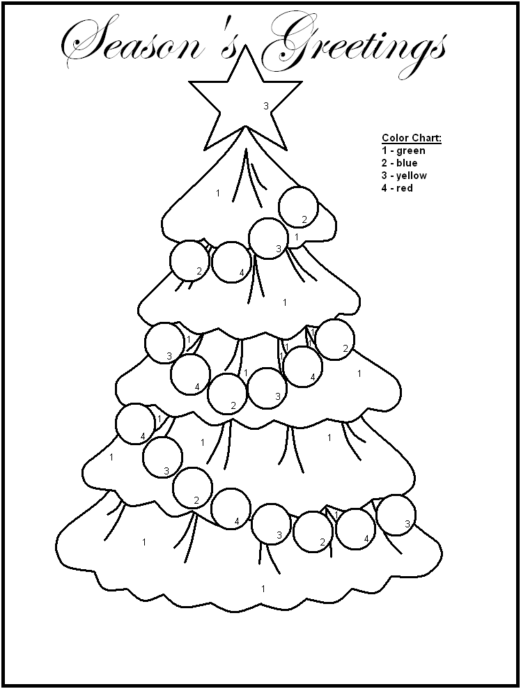 748x989 Christmas Color By Number Coloring Pages