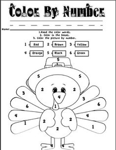 236x307 Kindergarten Thanksgiving Color By Number Code Pilgrim M