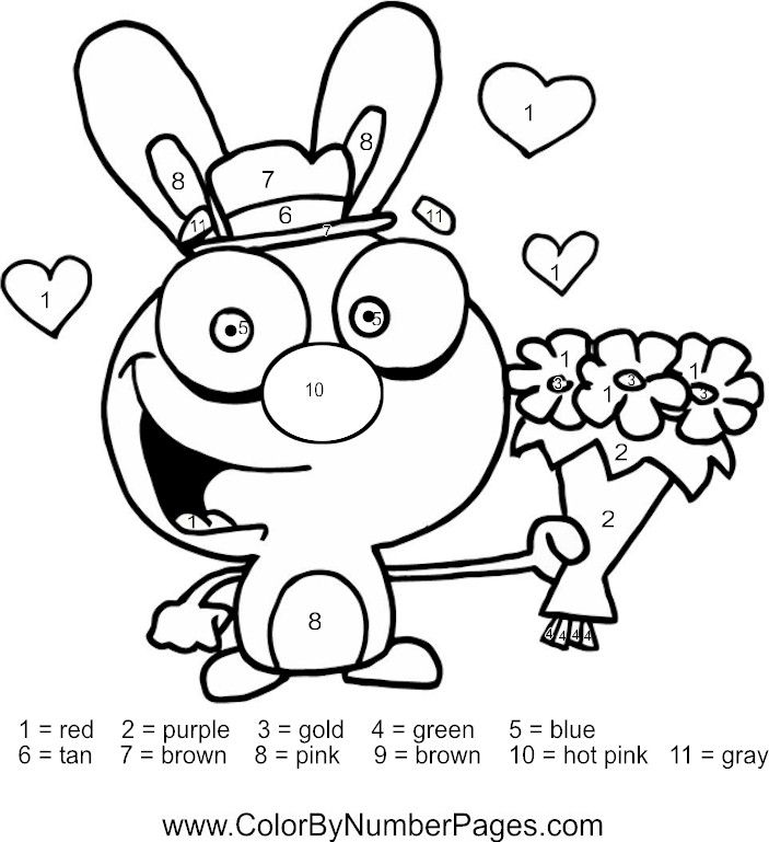 703x769 Valentines Color By Number Page