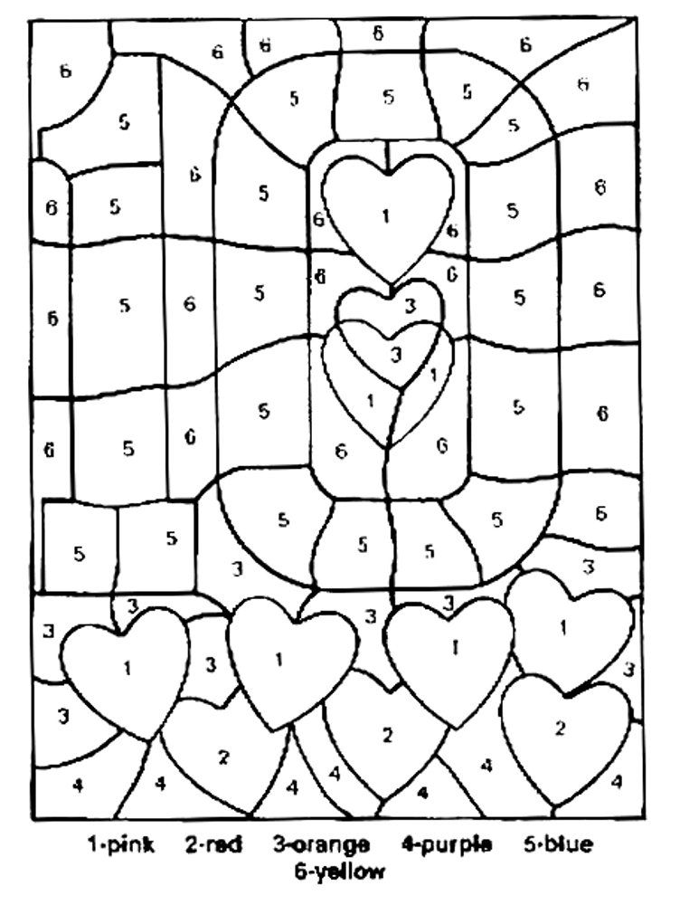 752x1000 Valentine's Coloring Pages Number Ten Color By Numbers Coloring