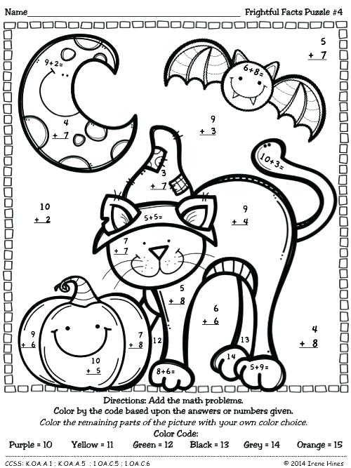 500x667 Coloring Pages With Number Codes Color By Addition Puzzles Inspire