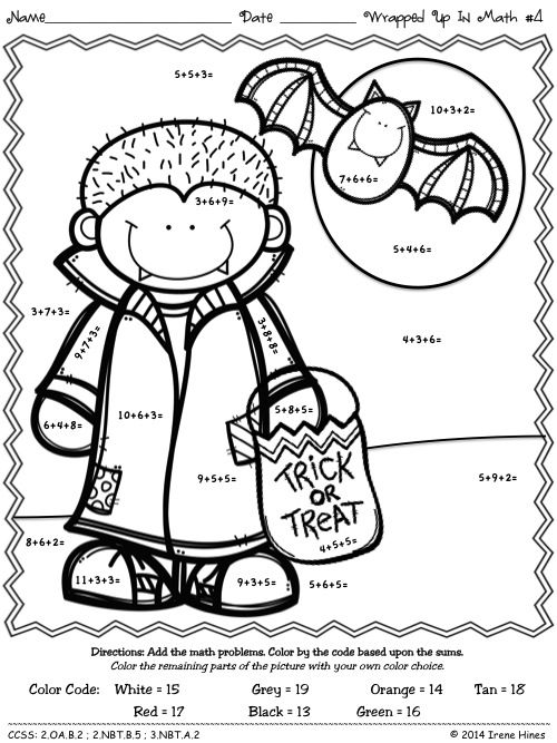 500x667 Addition Coloring Pages Halloween 403 Best Color The Code Math