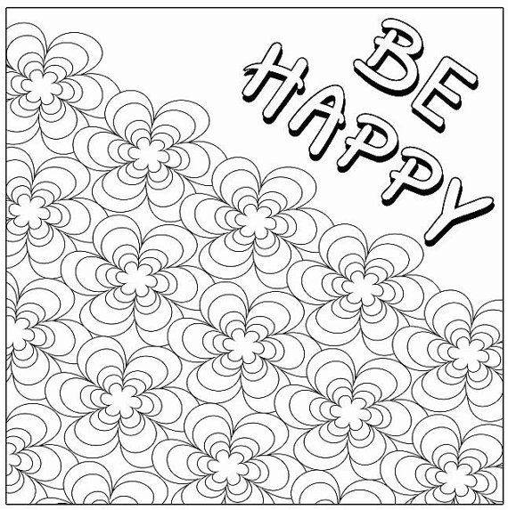 570x573 Quote Coloring Page Be Happy Coloring Page By Christinedigitalpics