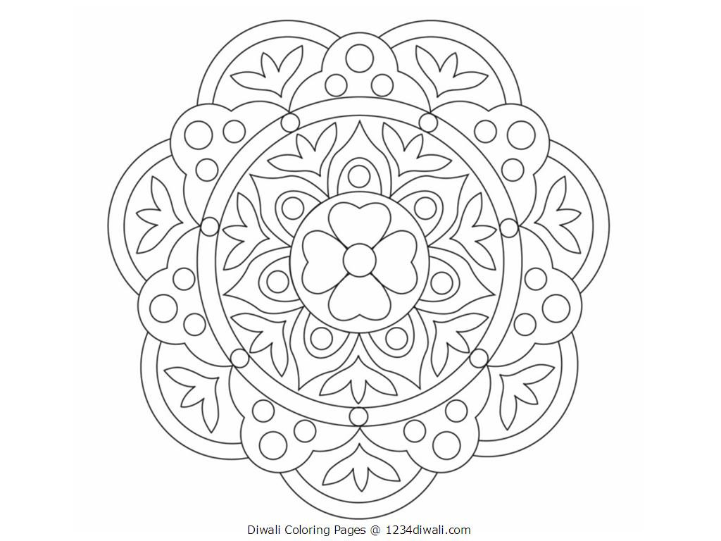 1024x768 Diwali Rangoli Coloring Pages Printables 88755 18 Color Rama