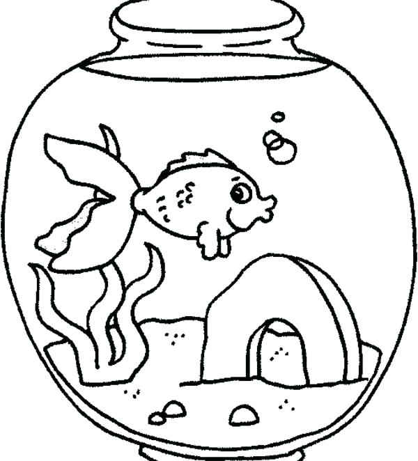 600x662 Fish Tank Coloring Page A Fish Feeling Lonely In Fish Tank