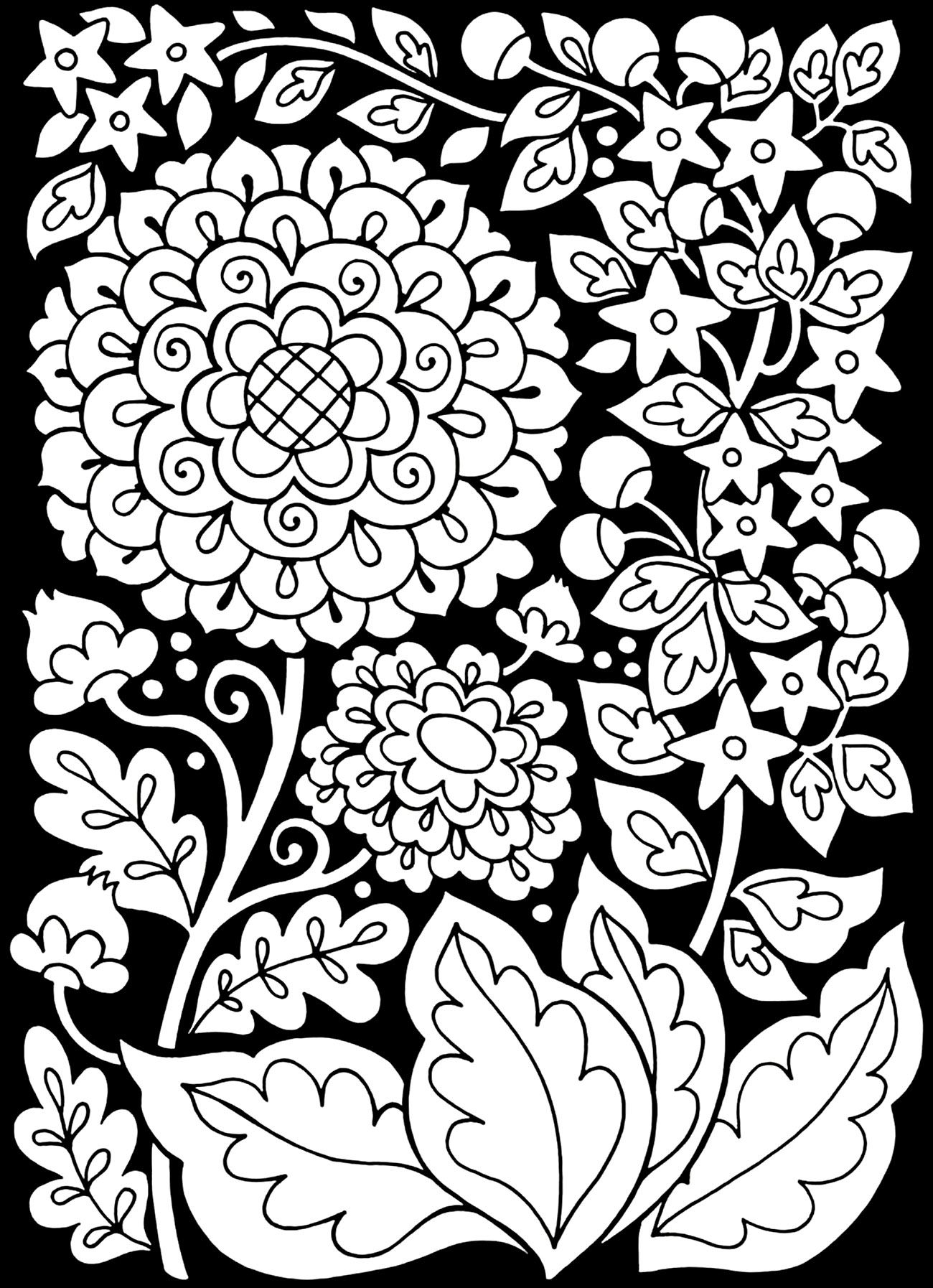 1300x1794 To Print This Free Coloring Page Adult Flowers Black
