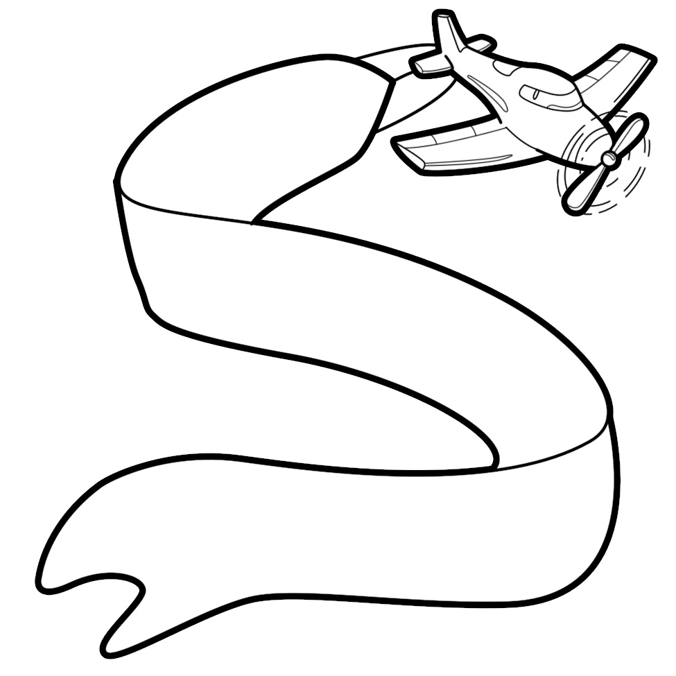 975x975 Image Of Airplane With Banner Clipart