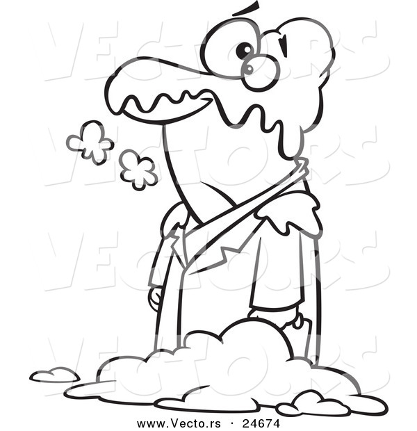 600x620 Vector Of A Cartoon Man In A Blanket Of Snow