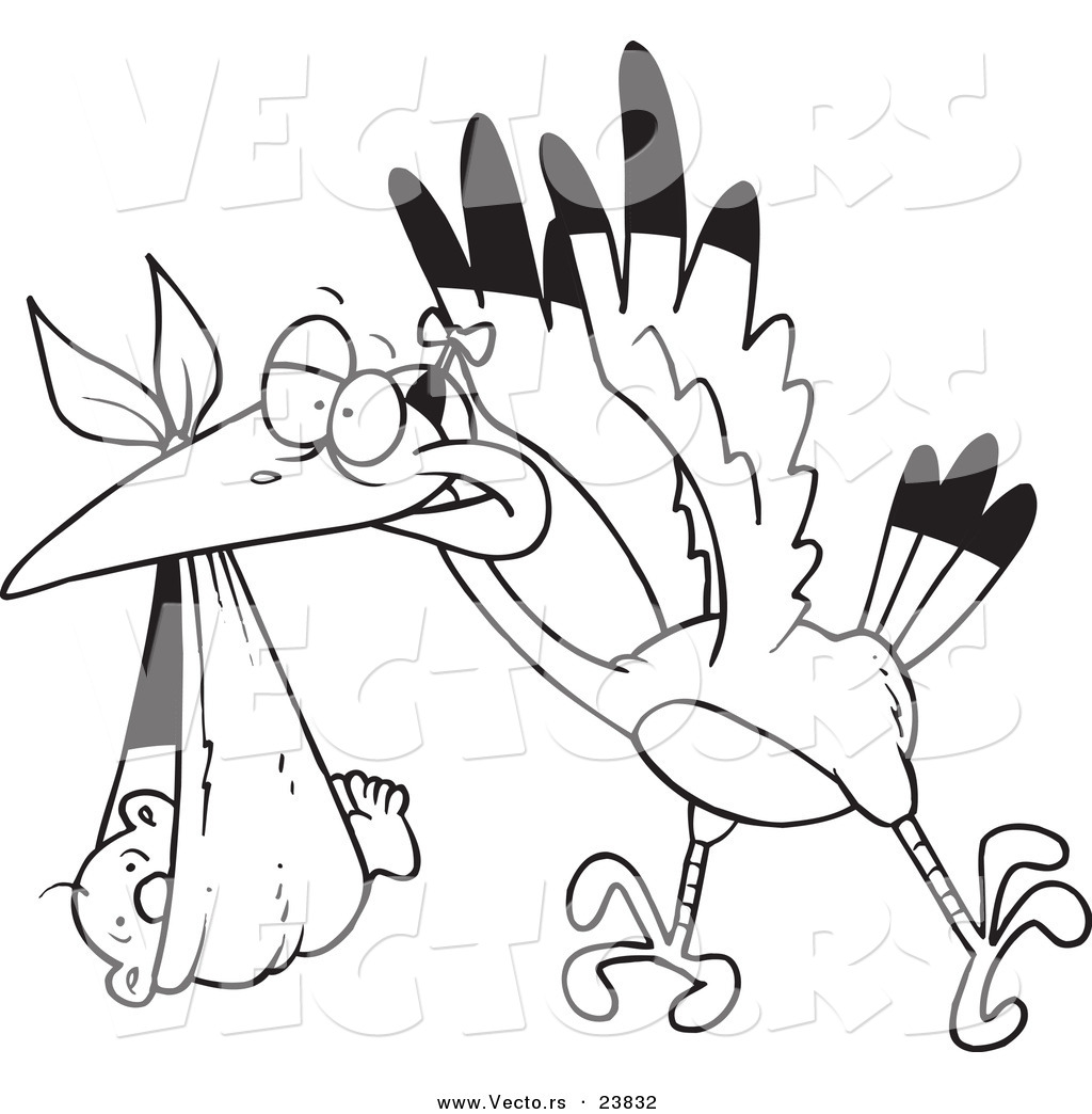 1024x1044 Vector Of A Cartoon Stork Delivering A Baby In A Blanket
