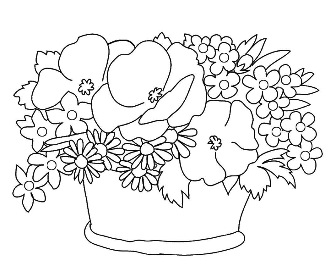 1070x846 Marvelous Flower Coloring For Page Border Concept And Printable