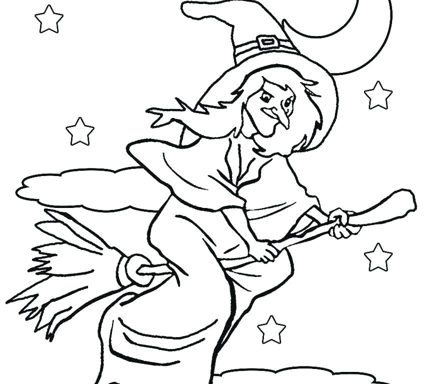 850x768 Coloring Pages For Halloween Free Smiling Witch And Crow Pumpkin