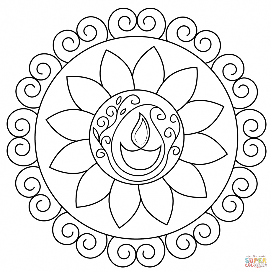 918x922 Diwali Coloring Pages Lamp Happy