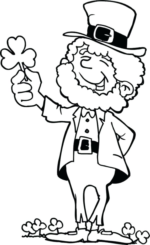 600x981 Shamrock Color Page This Leprechaun Holding A Shamrock On St Day