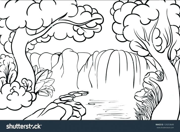 728x532 Waterfall Coloring Page Waterfall Coloring Page Waterfall 3