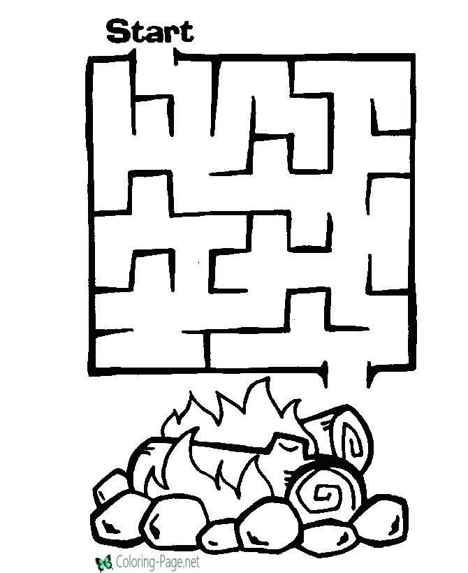 670x820 Campfire Maze Printable Campfire Maze Campfire Coloring Pages