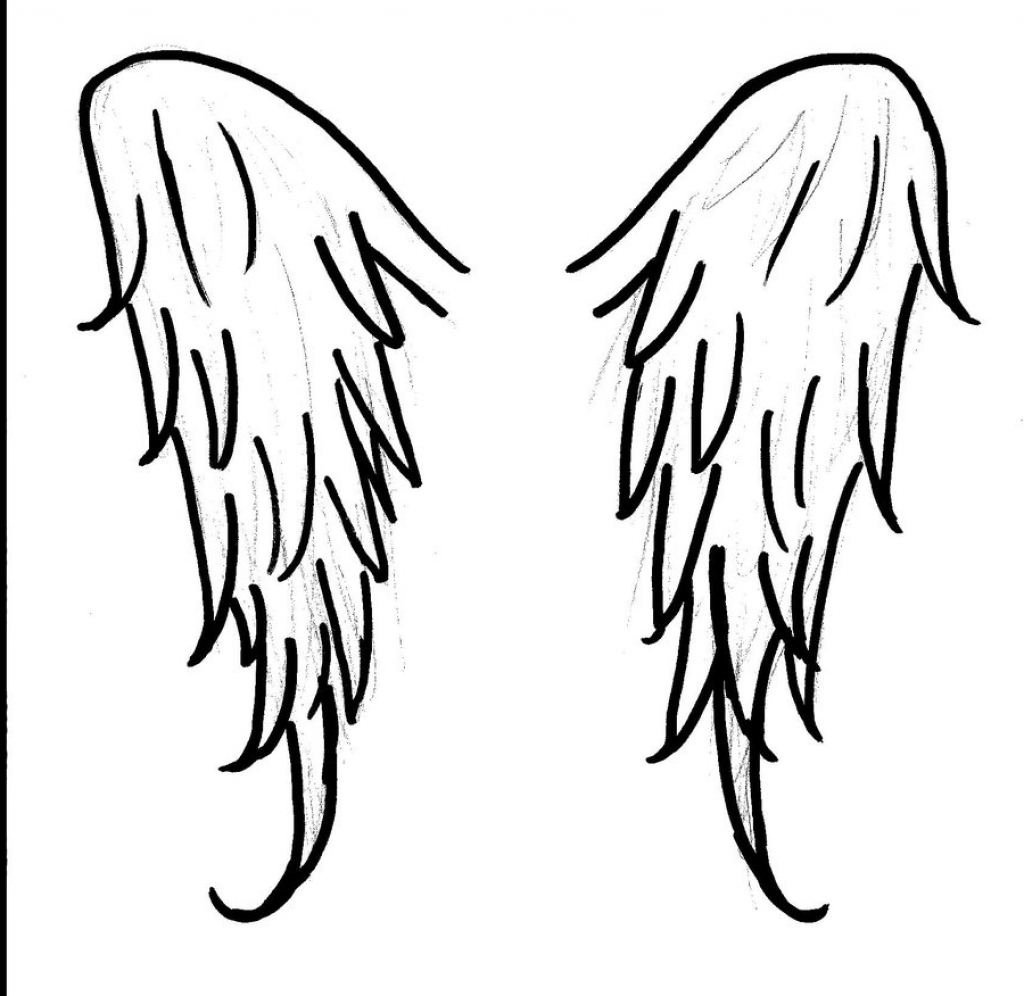 1024x996 Simple Angel Wing Drawings Simple Angel Wings Drawing 14 Pics