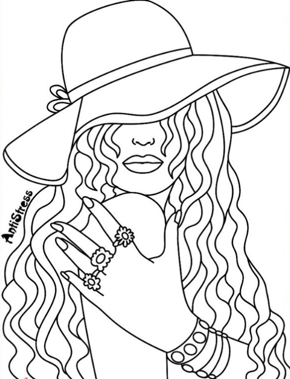 576x753 Lovely Ideas Recolor Coloring Pages Pretty Lady Page App Beautiful