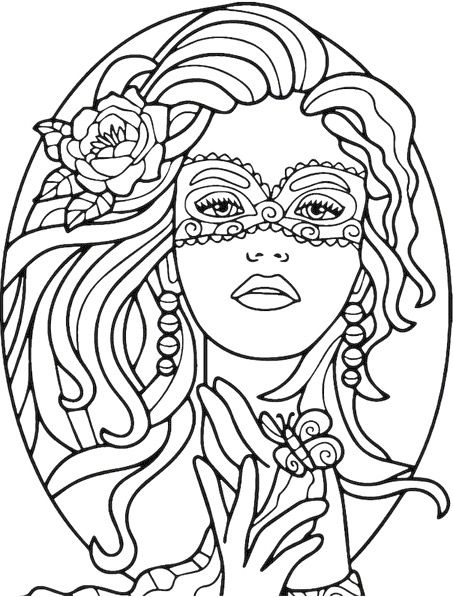 453x597 Masked Beauty Coloring Page Recolor App Design Patterns