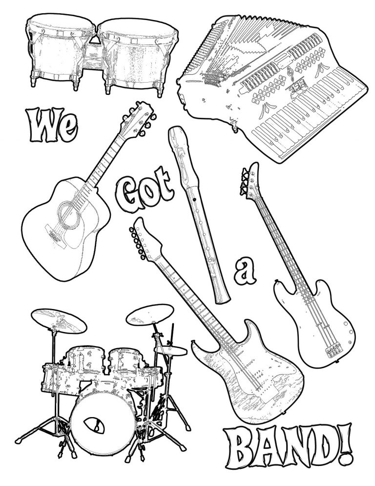 768x994 Free Printable Coloring Pages Musical Instruments Copy Band New