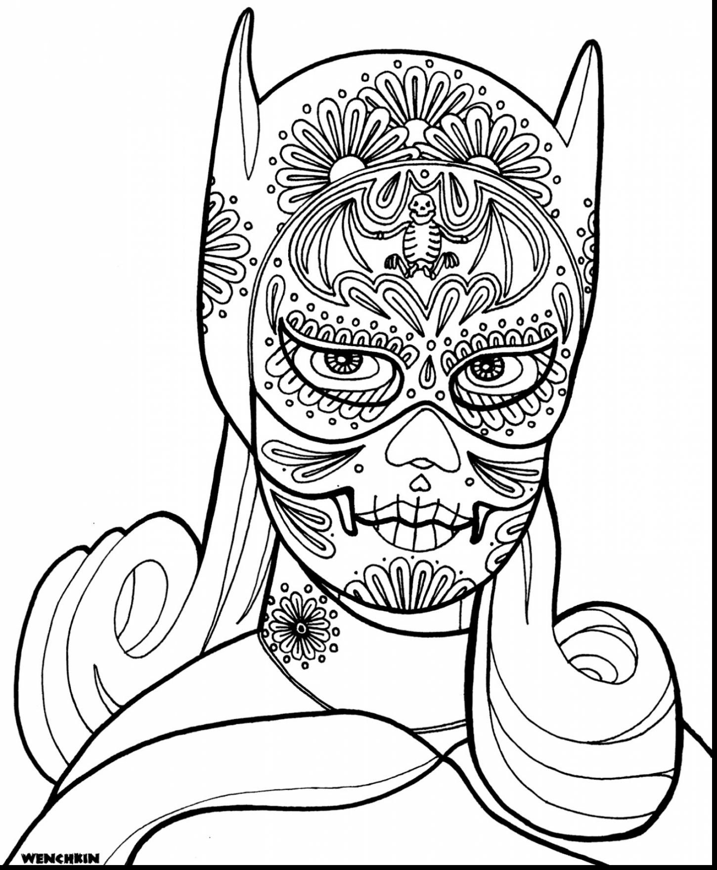 1450x1760 Beautiful Girly Skull Coloring Pages With Batgirl Coloring Pages