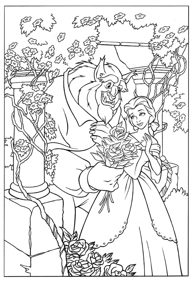 800x1169 New Disney Coloring Pages Beauty And The Beast Design Free