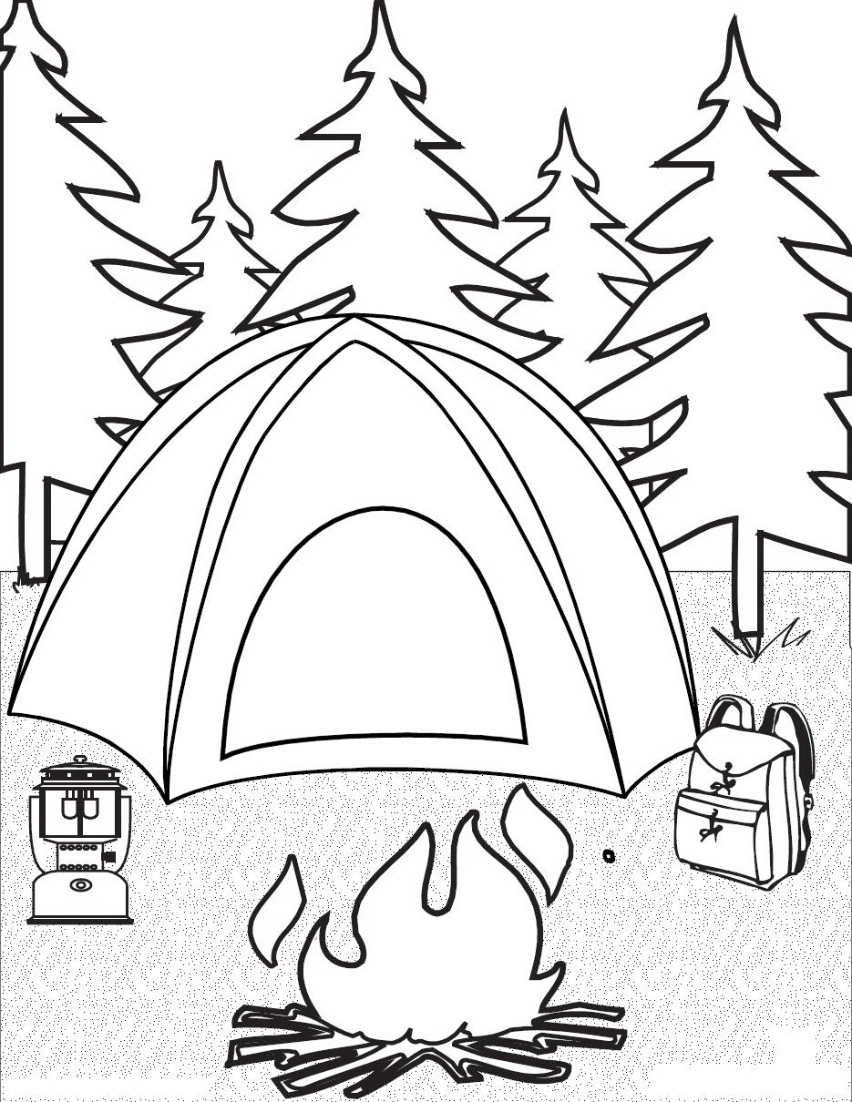 935x1210 Easy Camping Coloring Pages