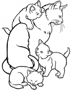 291x378 Coloring Pages Of Mommy Cat Kittens For Kids