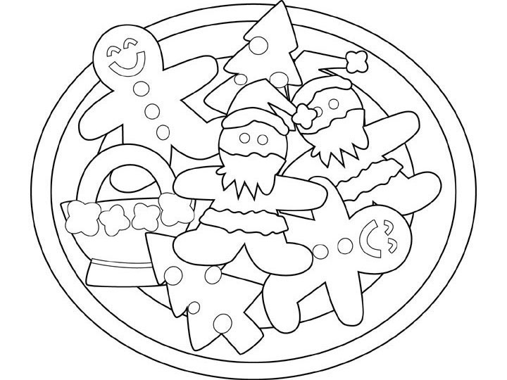720x540 Christmas Gingerbread Cookies Coloring Pages