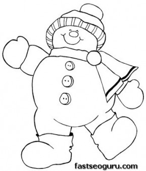 289x338 Christmas Happy Snowman Coloring Page