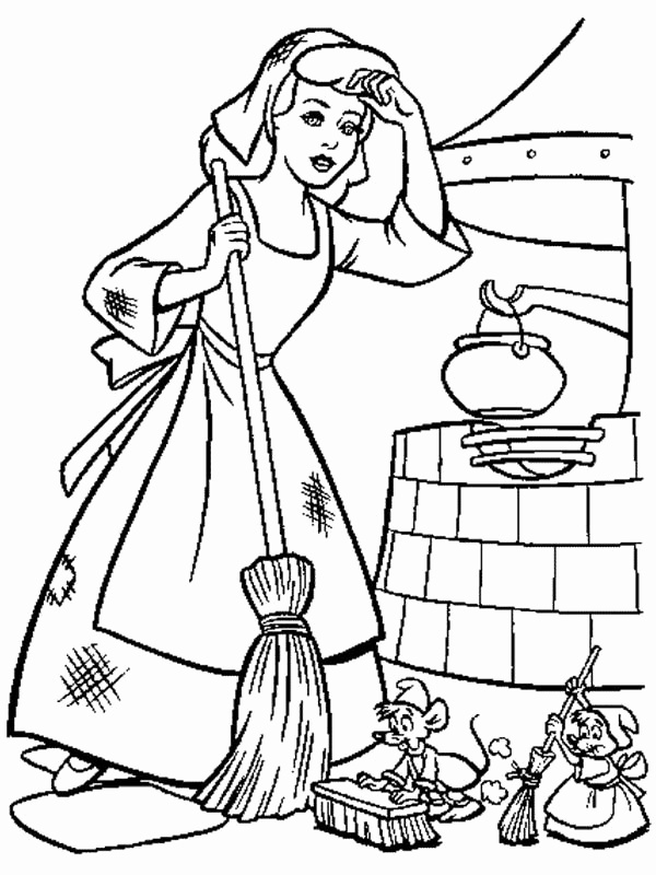 600x800 Cinderella Coloring Pages To Print Beautiful Cleaning Drawing