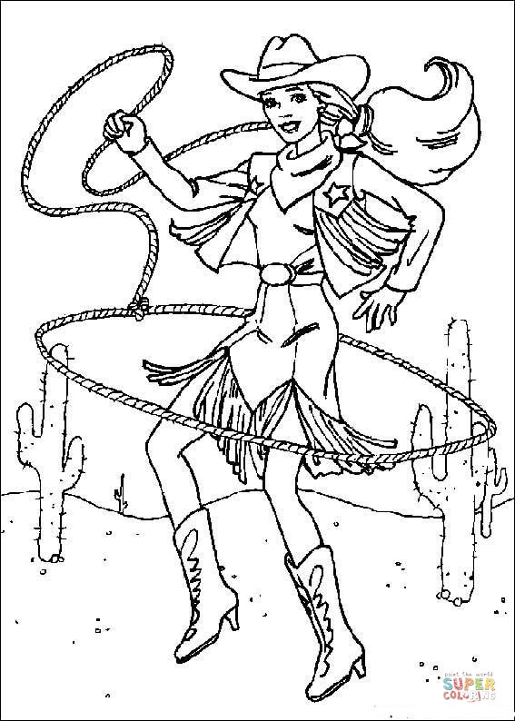 567x794 Cowgirl Coloring Pages Cowgirl Barbie Coloring Page Free Printable