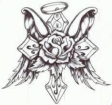 232x217 Coloring Pages Of Crosses With Roses Tattoo Page Cross Wings Halo