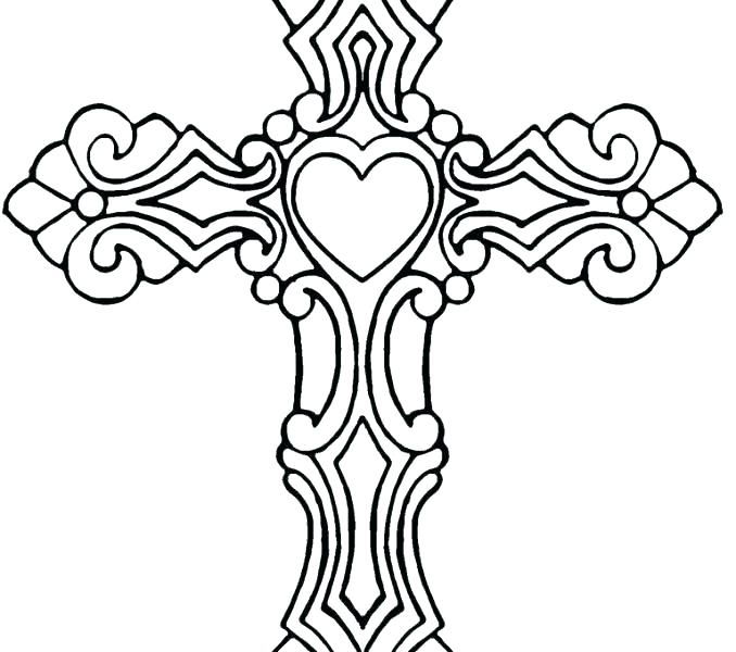 678x600 Coloring Pages Of Crosses And Roses Cross With Wings Coloring
