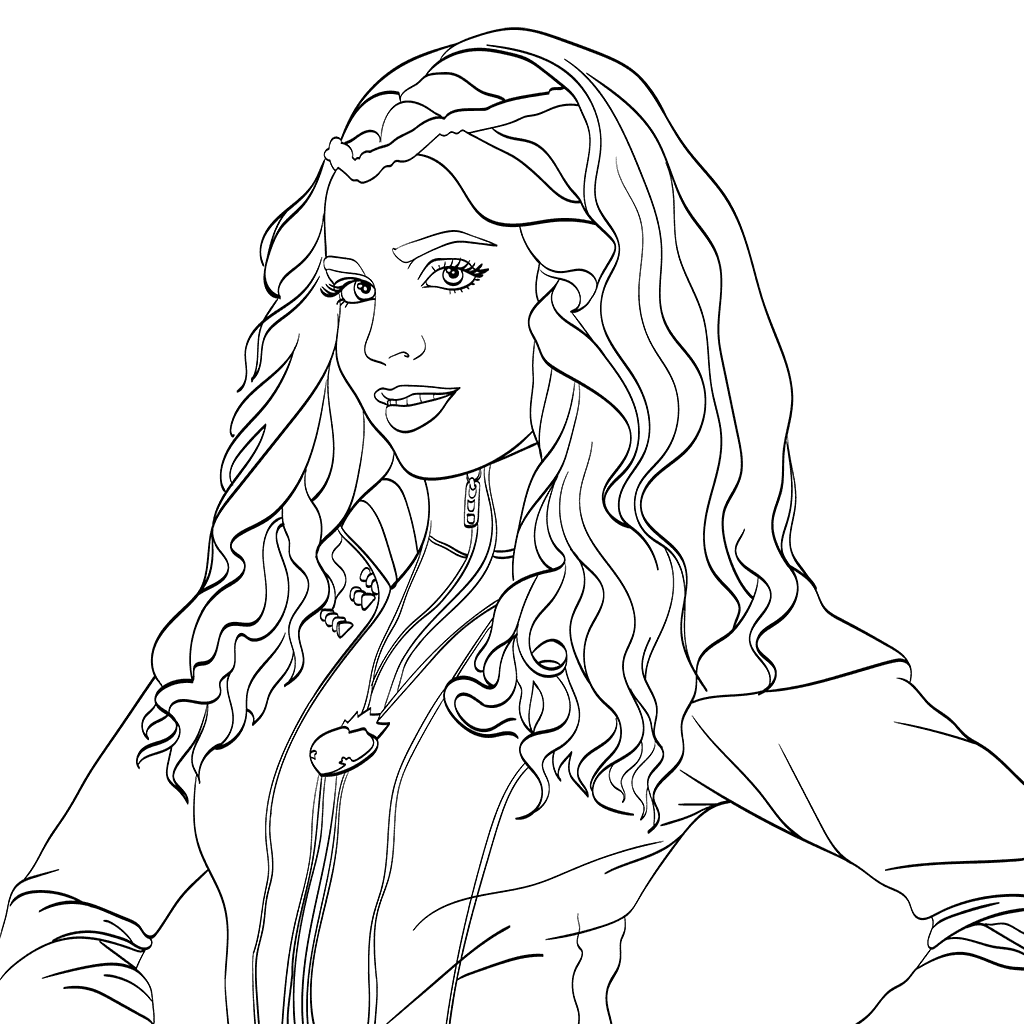 1024x1024 Evie Descendants 2 Coloring Page Milahny Bday Evie