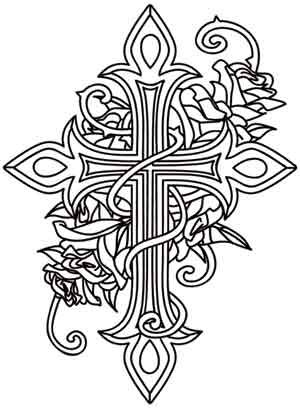 300x409 Crosses Roses Quotes Adult Coloring Pages Printable